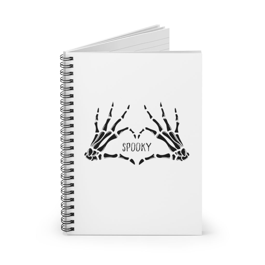 Spooky Skeleton Heart Hands Spiral Notebook - Ruled Line