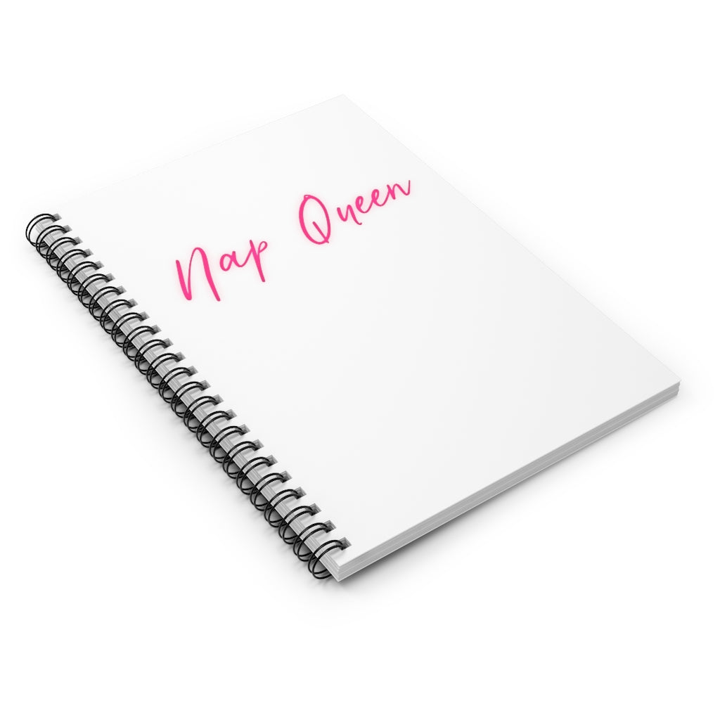 Nap Queen! This notebook is perfect for those cozy days when you can just cuddle up and take a nap, but need to make a list first! Or even if you just wish you could take a nap at all times! This is the perfect gift to give to that one person who is always napping! This journal has 118 ruled line single pages for you to fill up!