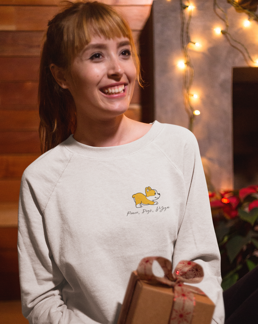 Peace, Dogs, and Yoga... the only things that matter! This cozy crewneck sweatshirt is perfect for those brisk morning walks to the yoga studio, or even for that daily stretch at home with your pup! Great gift for the dog and yoga lovers in your life. Namaste!