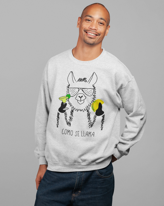 Coming Se Llama?! This funny crewneck sweatshirt puts a fun and festive twist on the original Spanish saying. Show off your sense of humor and love for llamas with this funny sweatshirt. This llama rocking his taco, margarita, and cool sunglasses are the perfect gift for your Cinco de Mayo holiday, or just to wear around town!