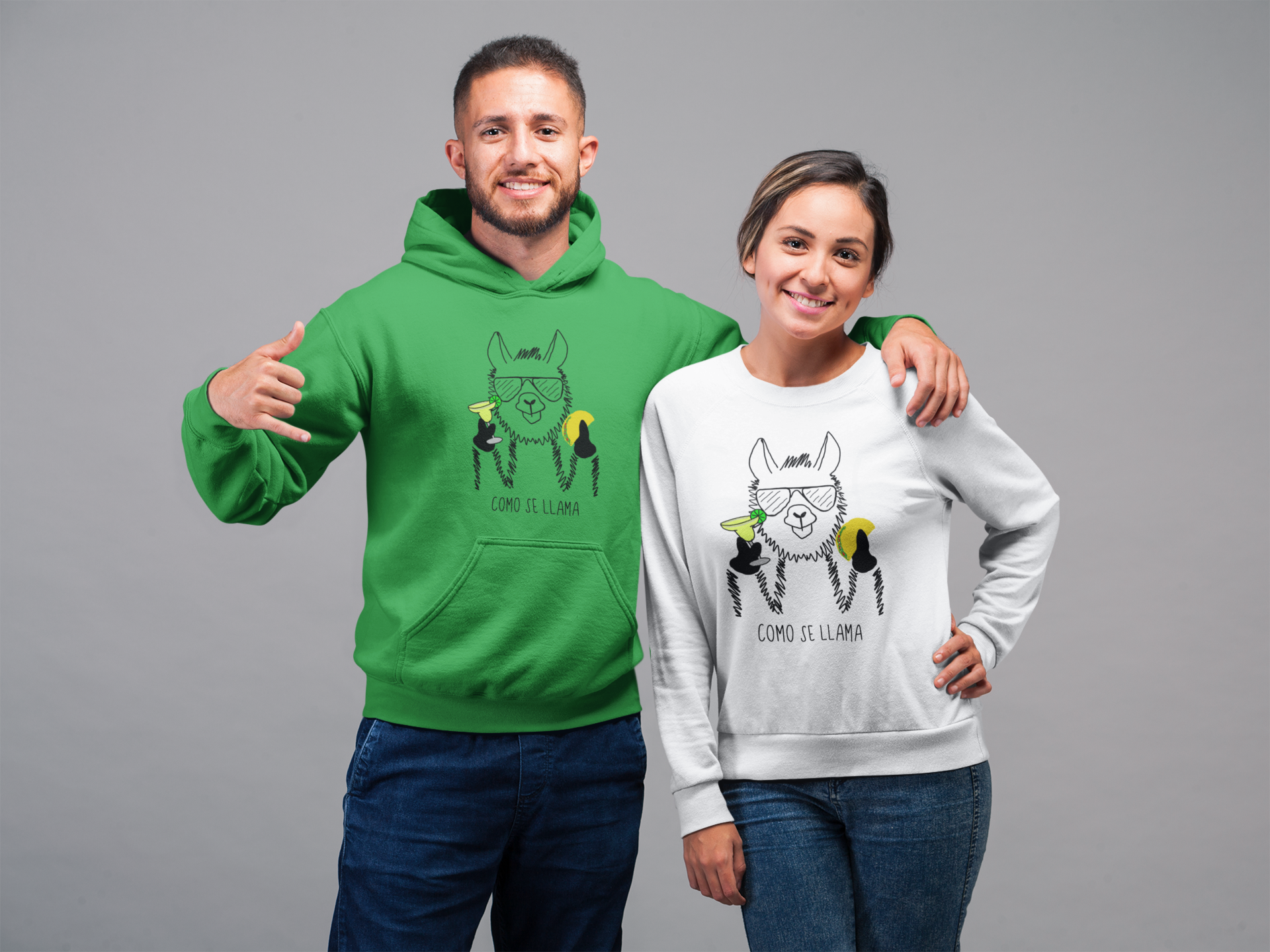 Coming Se Llama?! This funny hoodie sweatshirt put a fun and festive twist on the original Spanish saying. Show off your sense of humor and love for llamas with this funny hoodie. This llama rocking his taco, margarita, and cool sunglasses are the perfect gift for your Cinco de Mayo holiday, or just to wear around town! 