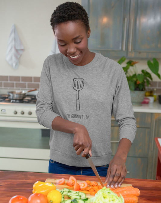I'm Gonna Flip! This funny crewneck sweatshirt says what every spatula and person is thinking... I'm gonna flip! This sweatshirt would make the perfect gift for that dad joke making friend, or just to show off your sense of humor at those brisk barbeques!