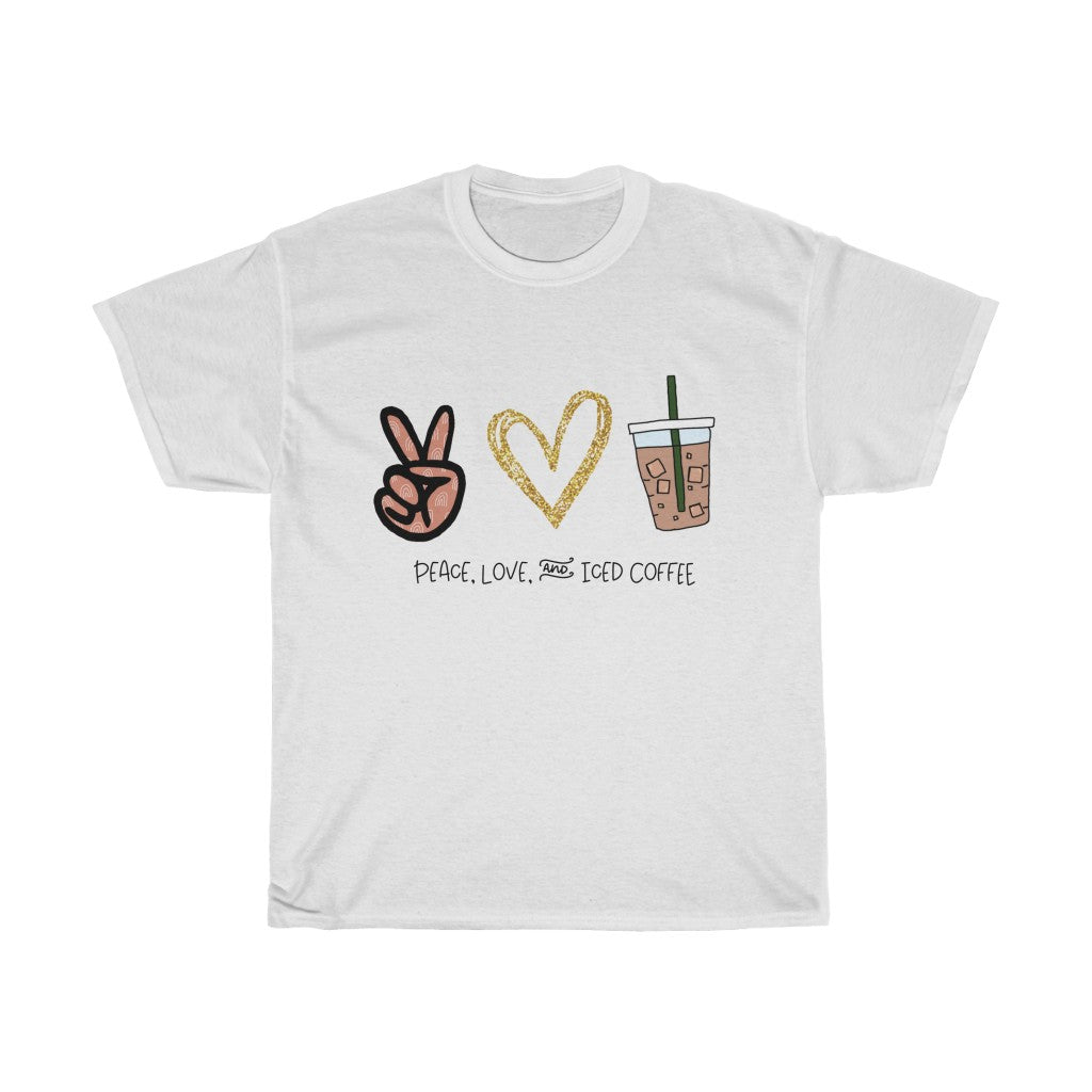 Peace, Love, and Iced Coffee... the only things that matter! This crewneck sweatshirt is perfect for those walks to get coffee, or just for cozying up at home with your favorite iced coffee in hand.  This sweatshirt makes the perfect gift for that iced coffee drinker in your life!