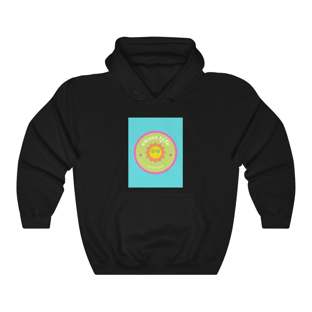 This bright fun colorful hoodie has a retro design with a sun wearing sunglasses.  With fun pops of color, this cute graphic sweatshirt is a unique piece to add to your collection.  Make people smile and show off your style and always remember you are living the sweet lyfe.