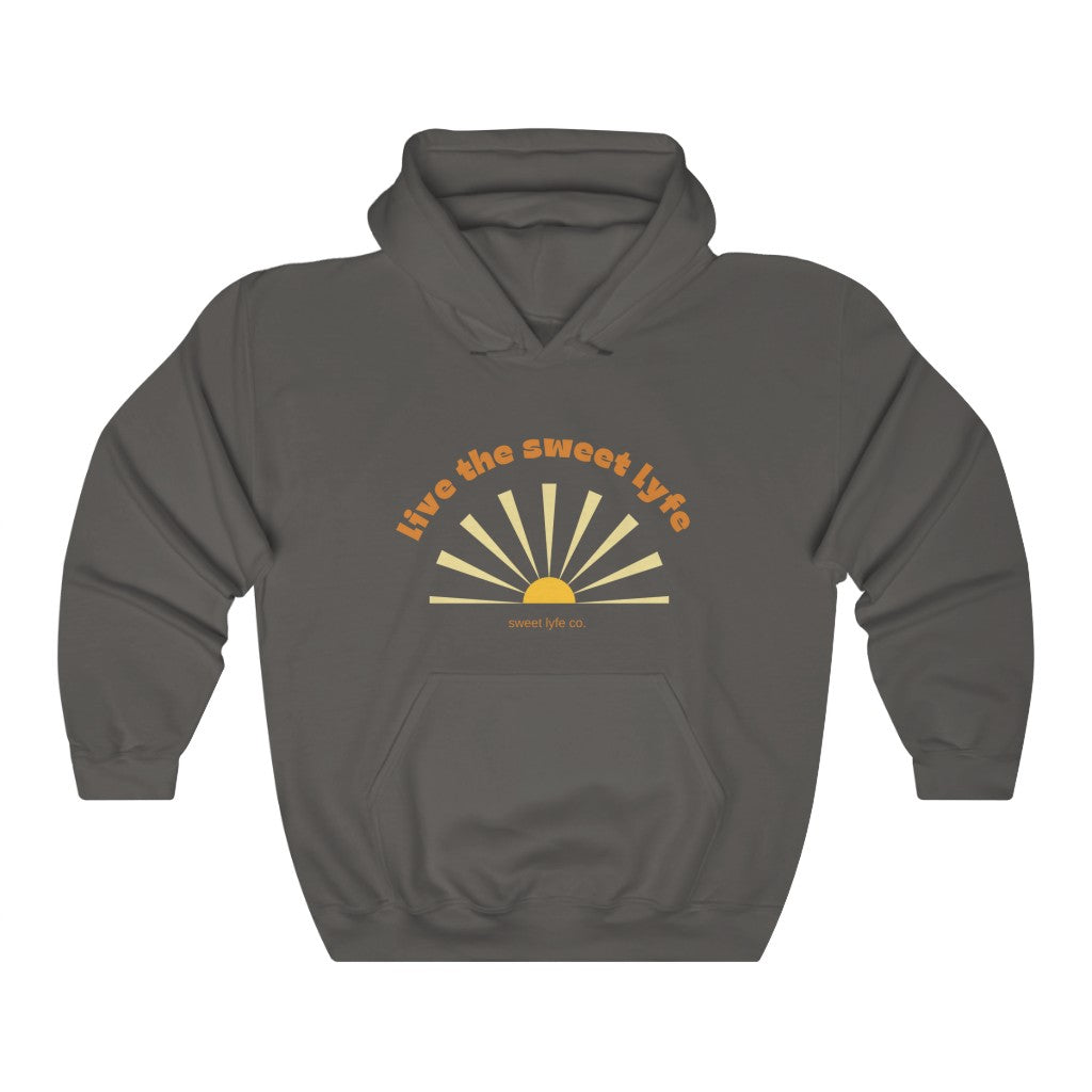 Sunshine is good for the mind, body, and soul.  Live the sunny sweet lyfe with this retro graphic hoodie.  With both comfort and style in mind, this sweatshirt is made with a plush cotton that is great for sunny days.  Step up your style and add this to your wardrobe today.