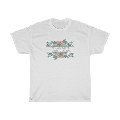 Thou may ingest a satchel of Richards. For those days when all you want to do is tell someone to eat a bag of d****, but need to be polite. This cotton t-shirt is a great way to get your point across in a not so vulgar manner. Stay classy and cool at the same time in your new favorite tee! 