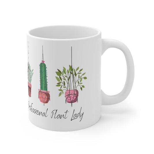 If you have kept your plants alive for more than a week, you are basically a professional. This "Professional Plant Lady" ceramic mug is both stylish and funny. Upgrade your style today with this cute plant lover mug. This mug is 11 oz, lead and BPA free, and microwave and dishwasher safe!