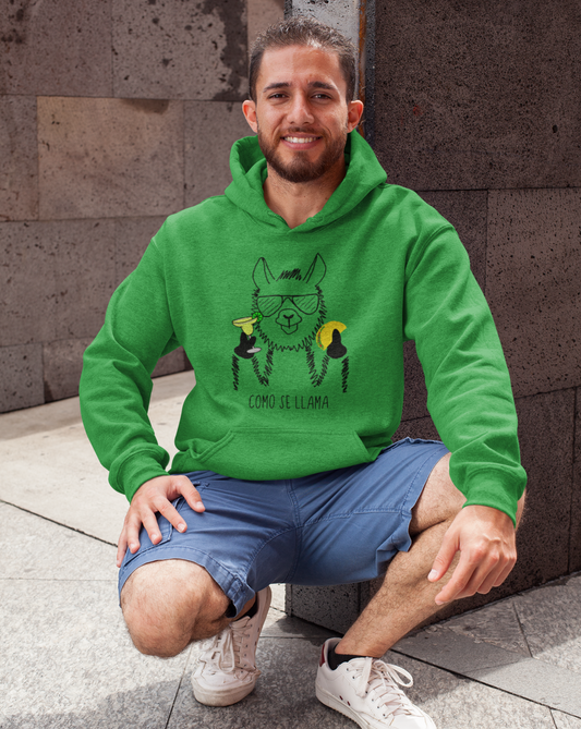 Coming Se Llama?! This funny hoodie sweatshirt put a fun and festive twist on the original Spanish saying. Show off your sense of humor and love for llamas with this funny hoodie. This llama rocking his taco, margarita, and cool sunglasses are the perfect gift for your Cinco de Mayo holiday, or just to wear around town!