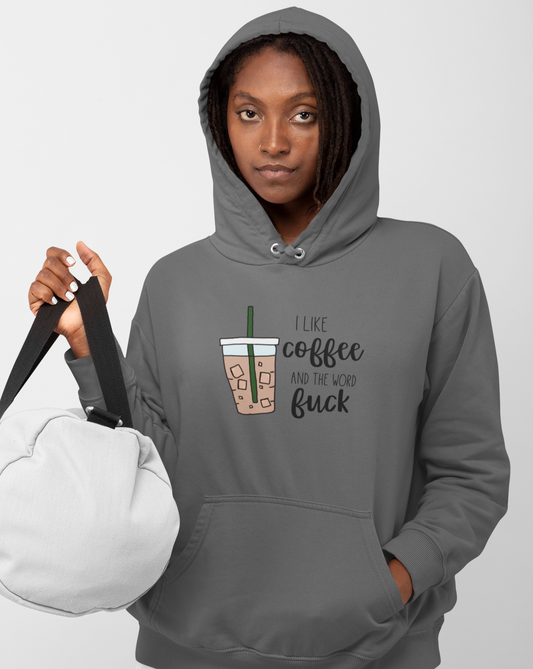 I like coffee and the word fuck. This hoodie is for those of us that are classy but cuss a little, and run on coffee! Perfect for your mornings while sipping coffee, and maybe even letting an f-bomb slip when it burns your tongue!