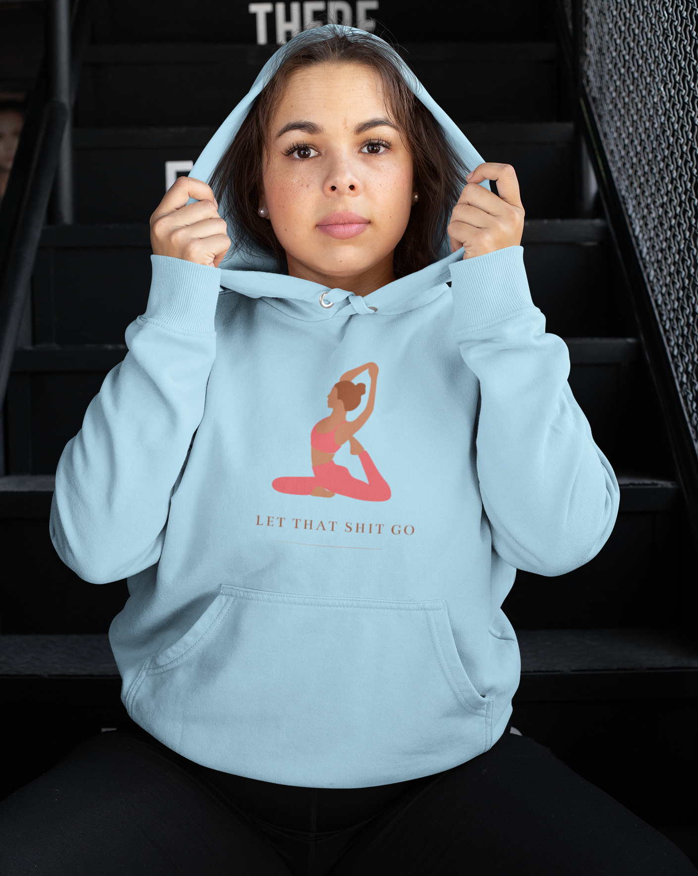 Take a deep breath in and out. This yoga inspired hoodie sweatshirt is designed with the phrase “Let That Shit Go”. Manifest all good things coming to you in the future with this stylish piece. Wear it with your favorite pair of leggings and feel all the good vibes. Made with a plush cotton, it is like wearing a blanket.