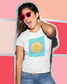 This bright fun colorful cotton t-shirt has a retro design with a sun wearing sunglasses.  With fun pops of color, this cute graphic t-shirt is a unique piece to add to your collection.  Make people smile and show off your style and always remember you are living the sweet lyfe.
