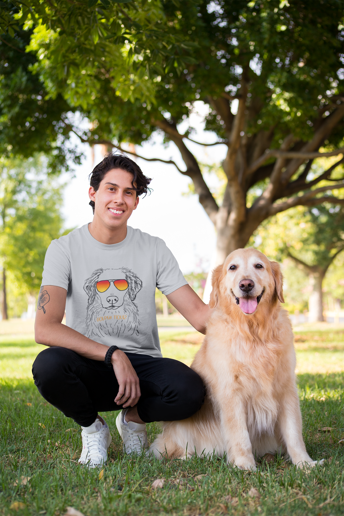 Happy Golden Hour! This cotton t-shirt is perfect for trying to catch that golden lighting with your golden retriever! Perfect gift for that golden lover in your life.
