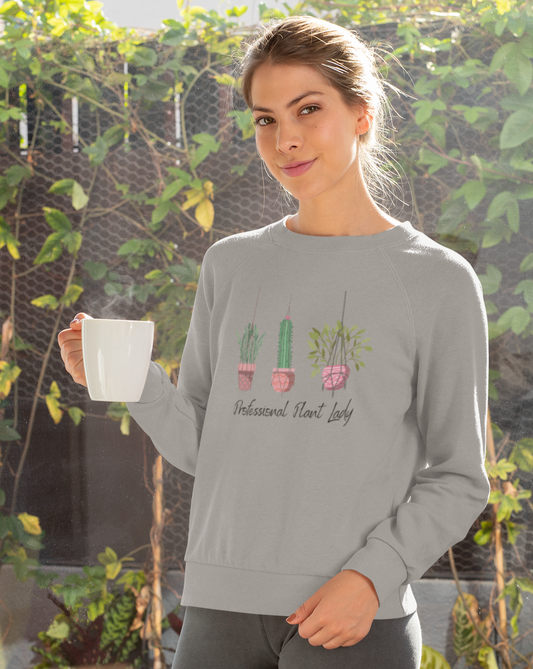 If you have kept your plants alive for more than a week, you are basically a professional. This "Professional Plant Lady" crewneck sweatshirt is both stylish and funny. Made with super soft cotton and is perfect for all day wear. Upgrade your style today with this cute plant lover sweatshirt.