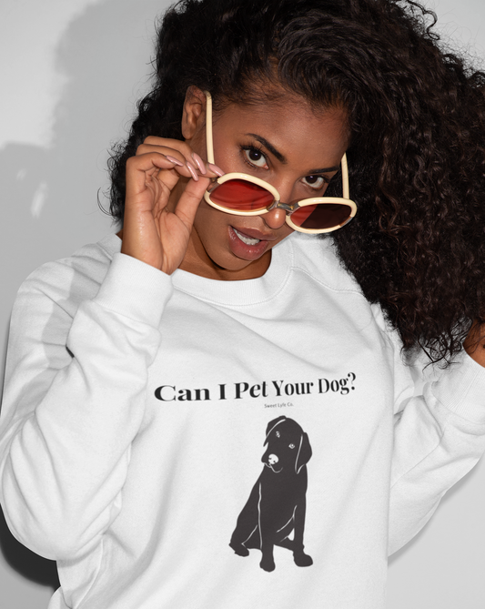 Every time you walk past a dog, your first thought is always “Can I Pet Your Dog?” This funny dog crewneck sweatshirt is perfect for all occasions and super cozy made with 100% cotton. So next time you walk past a cute pup, you won’t even have to say a word.