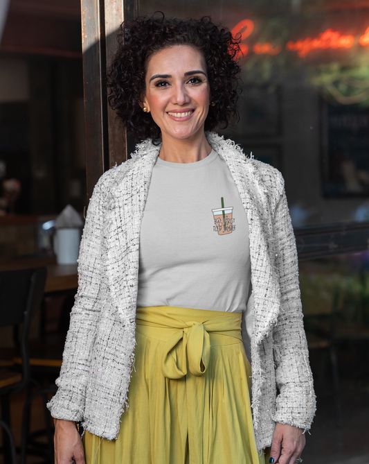 For all you iced coffee lovers out there, this cotton t-shirt is for you! Iced… always, am I right?! Not matter the weather stay cool while you sip your iced coffee, with this t-tshirt.