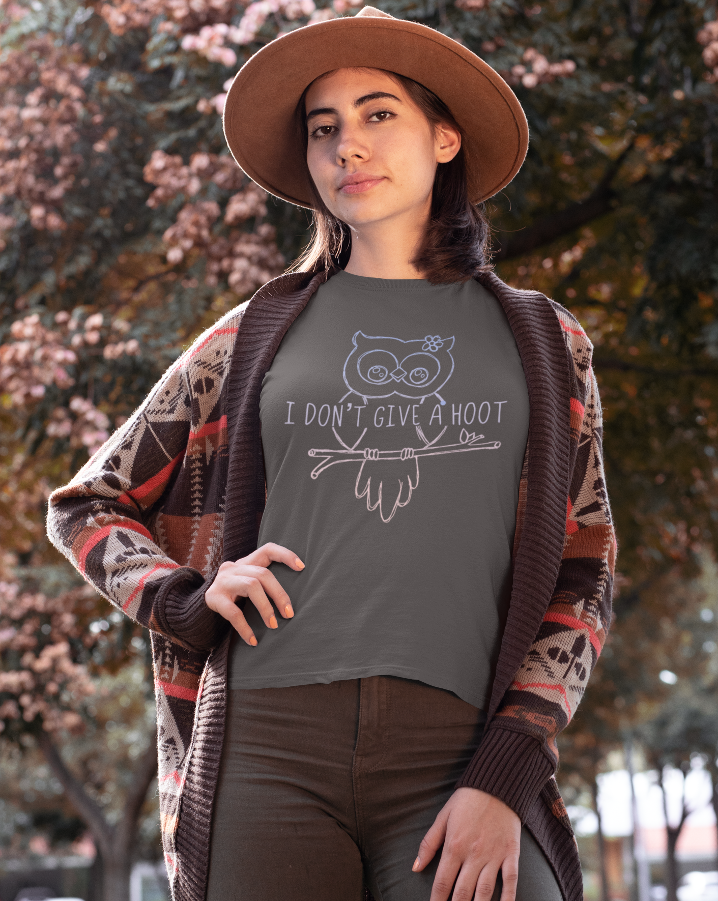I Don't Give a Hoot! This funny cotton t-shirt is a great way to show your personal sense of humor and your love for cute owls! Also makes a perfect gift for that punny friend in your life!