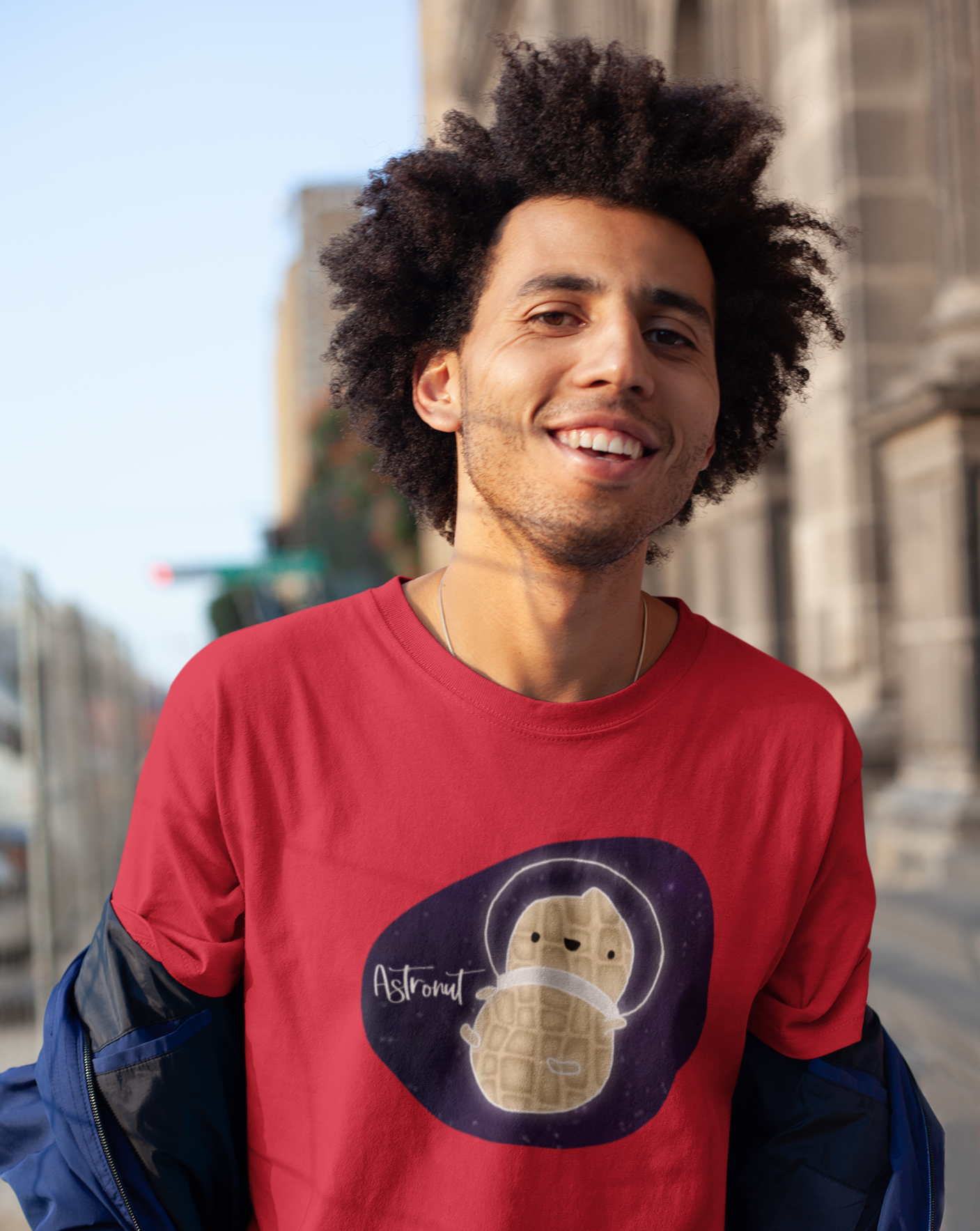 What do you get when you cross an astronaut and a peanut?... an Astronut! Show off your sense of humor in this funny, galactic, out of this world cotton t-shirt. Makes the perfect gift for your punny uncle or for your friend who can't stop making dad jokes!